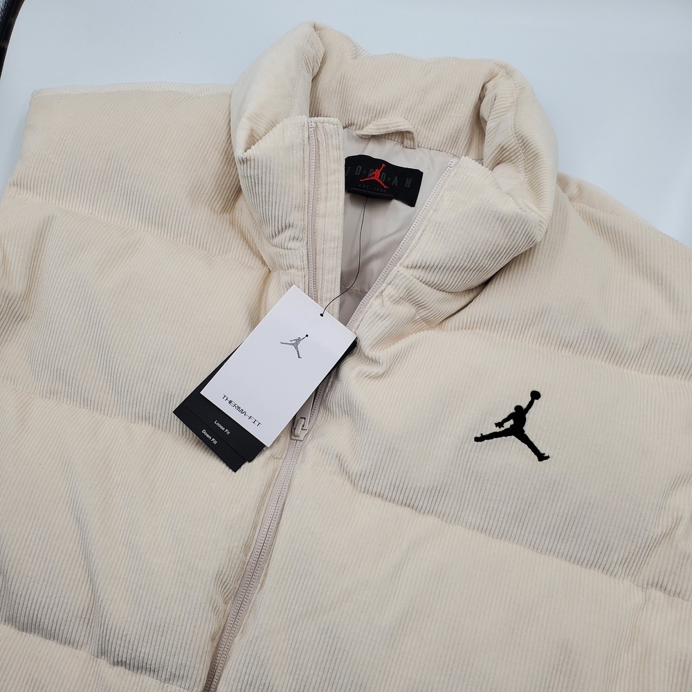 Jordan Therma-FIT Corduroy Puffer Vest Mens XL Cream Rattan Down HV0534-104 NEW